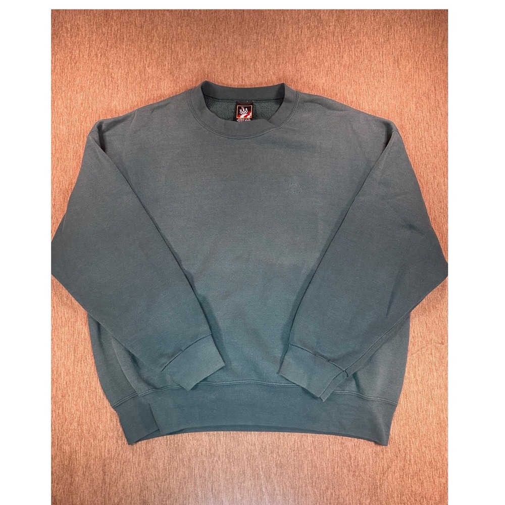 Vintage USA Olympic Crewneck Sweatshirt JCPenney Teal Blue Embroidered Large
